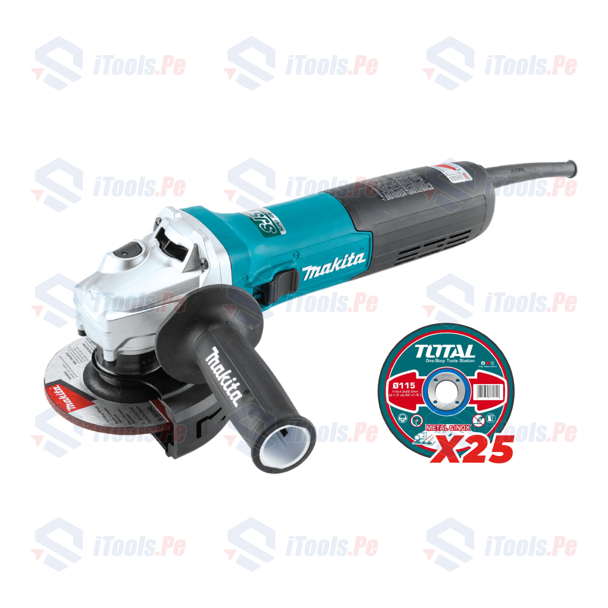 AMOLADORA 1900W MAKITA + SET DE DISCOS 25PCS TOTAL1