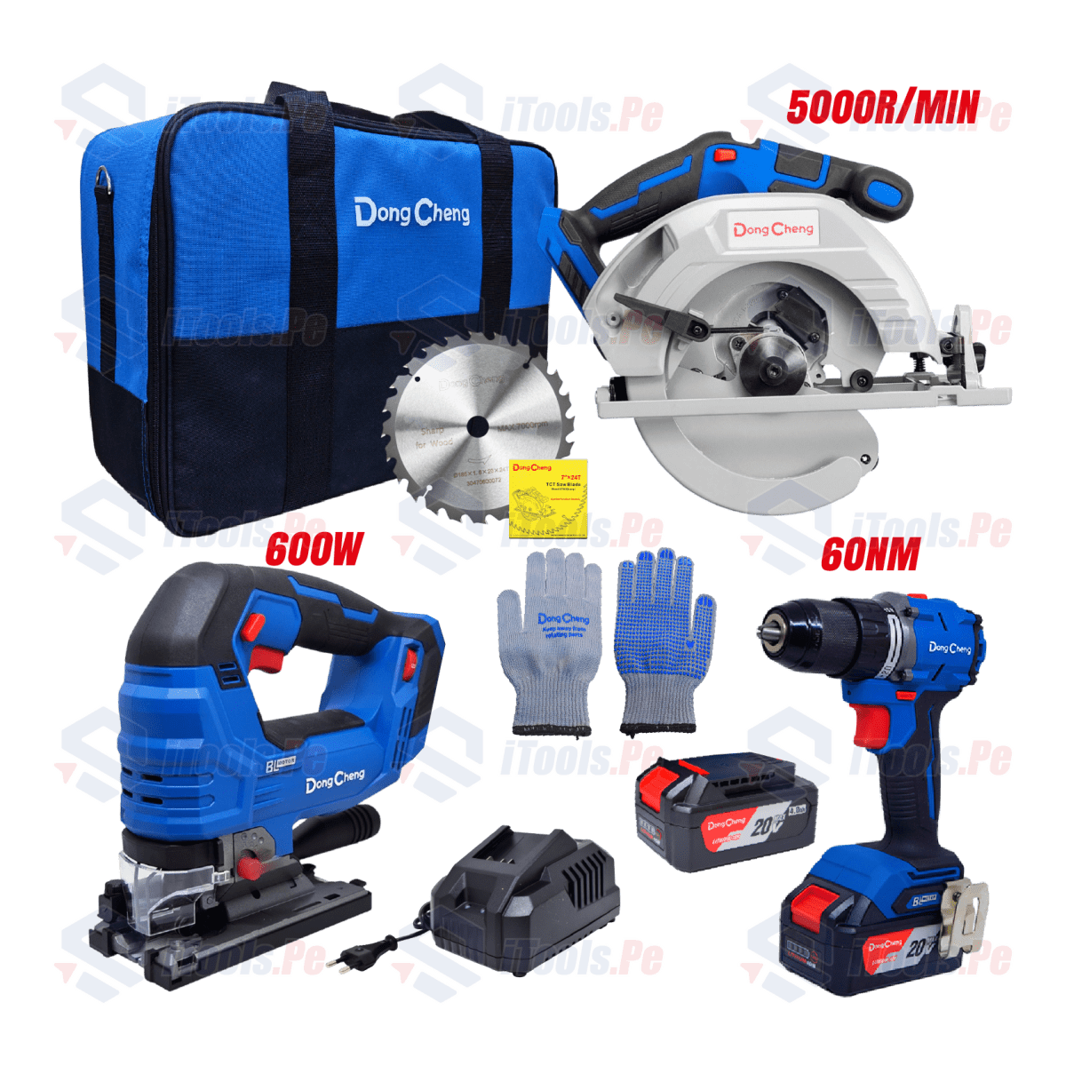 COMBO SIERRA CANALADORA DCMQ85 + Sierra circular DCMY02-185 + Taladro percutor inalámbrico DCJZ2060i1