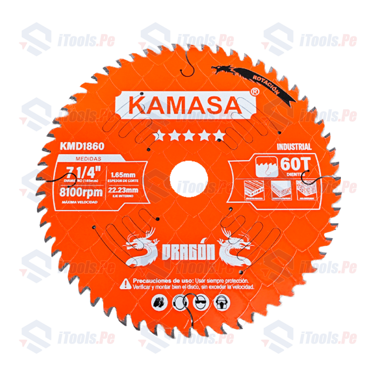 DISCO SIERRA DRAGÓN 185mm 60T - 5 ESTRELLAS KAMASA KMD18601