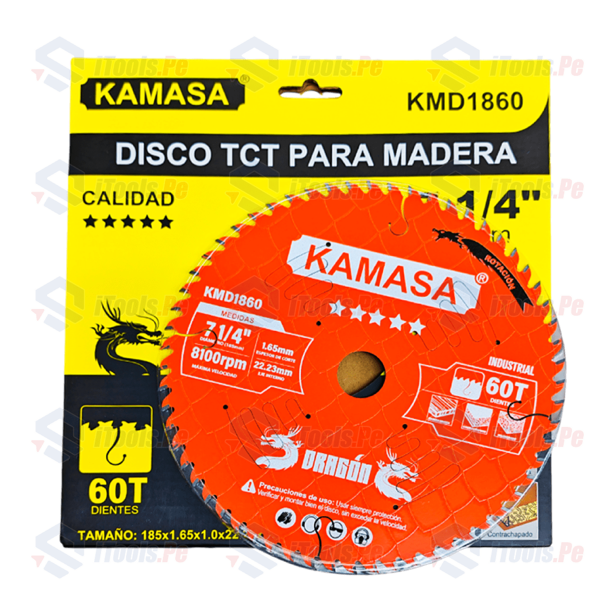 DISCO SIERRA DRAGÓN 185mm 60T - 5 ESTRELLAS KAMASA KMD18602