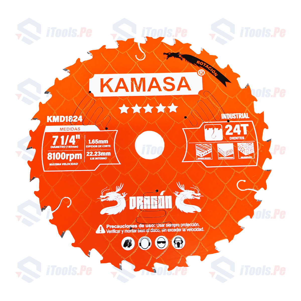 DISCO SIERRA DRAGÓN 185mm 24T - 5 ESTRELLAS KAMASA KMD18241