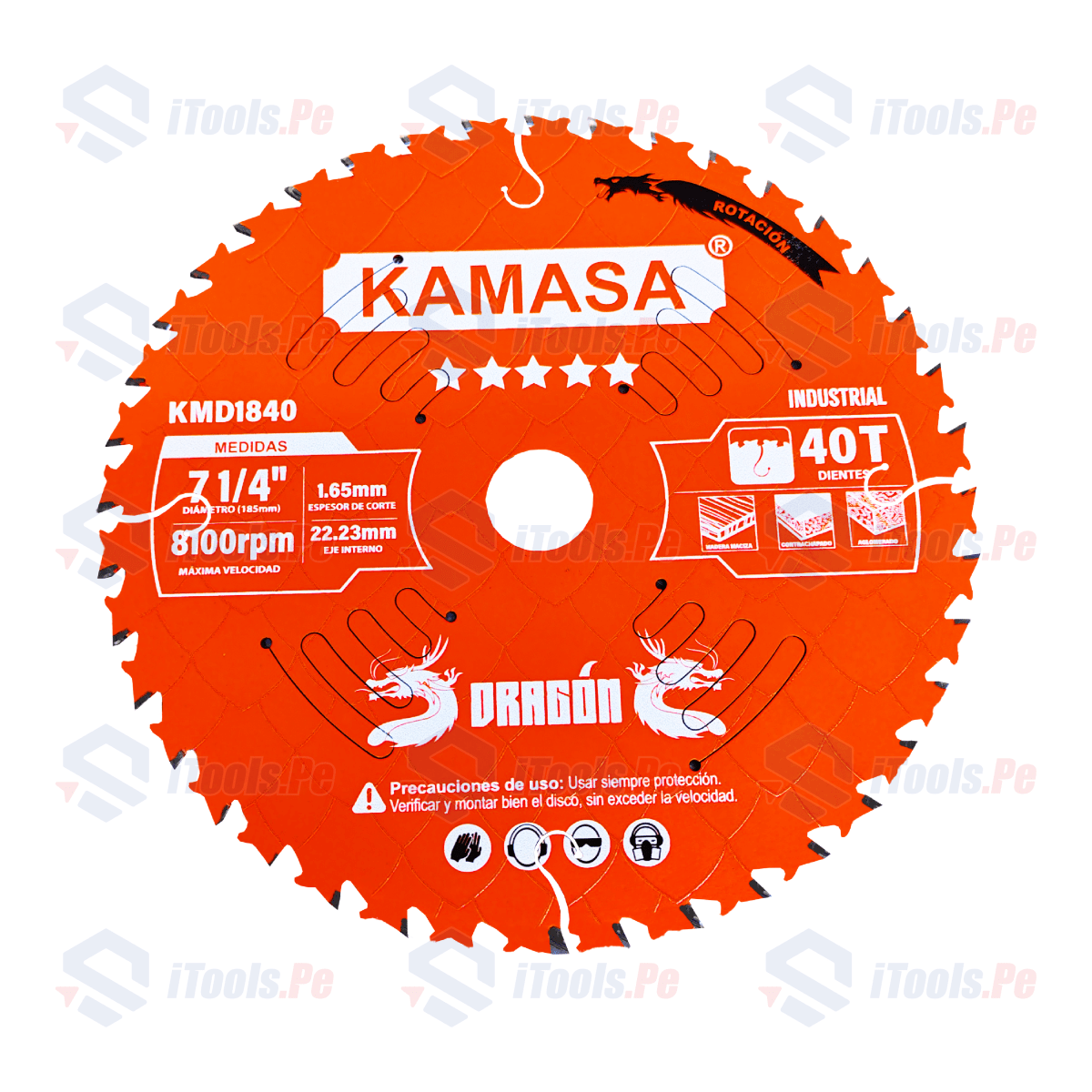 DISCO SIERRA DRAGÓN 185mm 40T - 5 ESTRELLAS KAMASA KMD18401