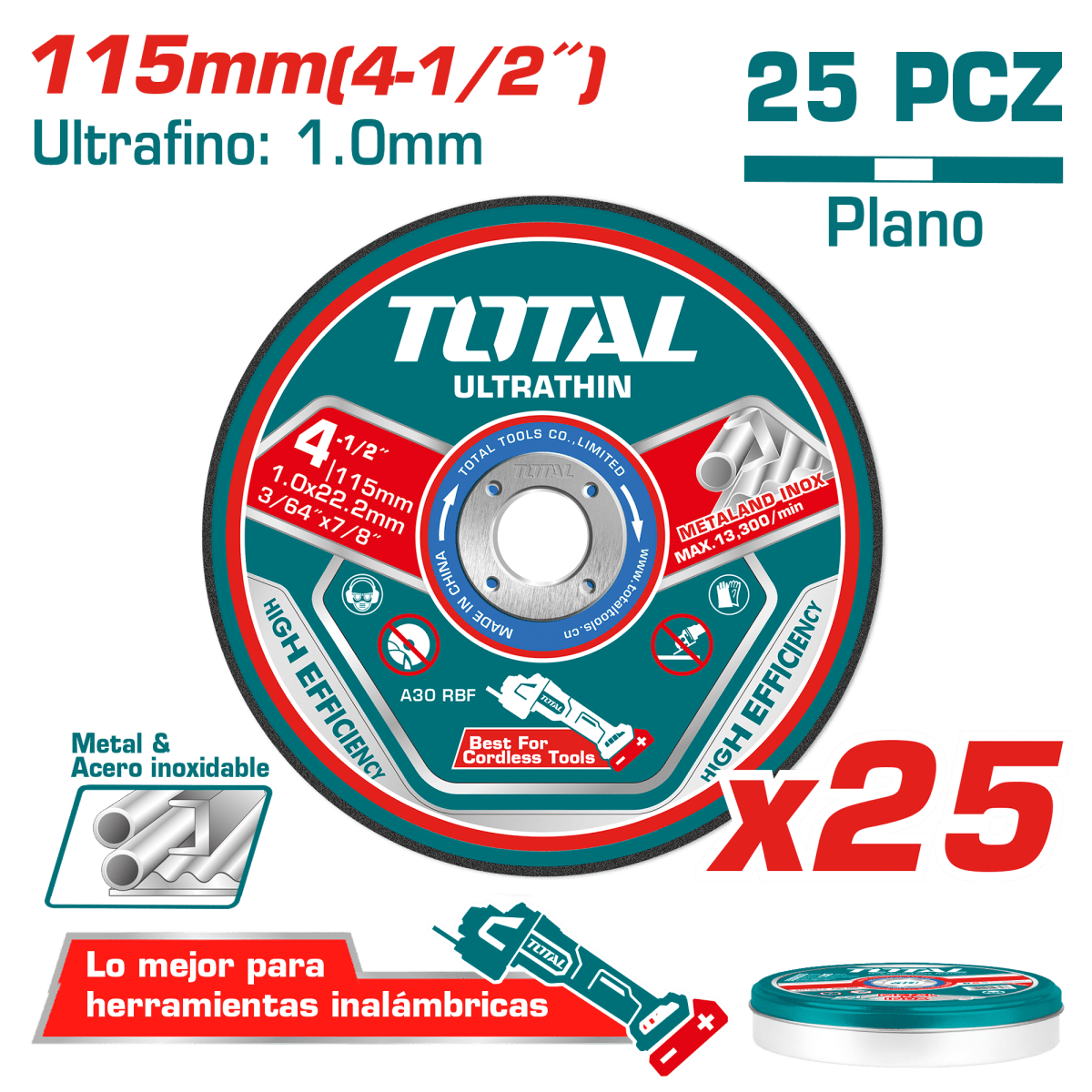 KIT DISCOS DE CORTE PARA METAL 4 1/2