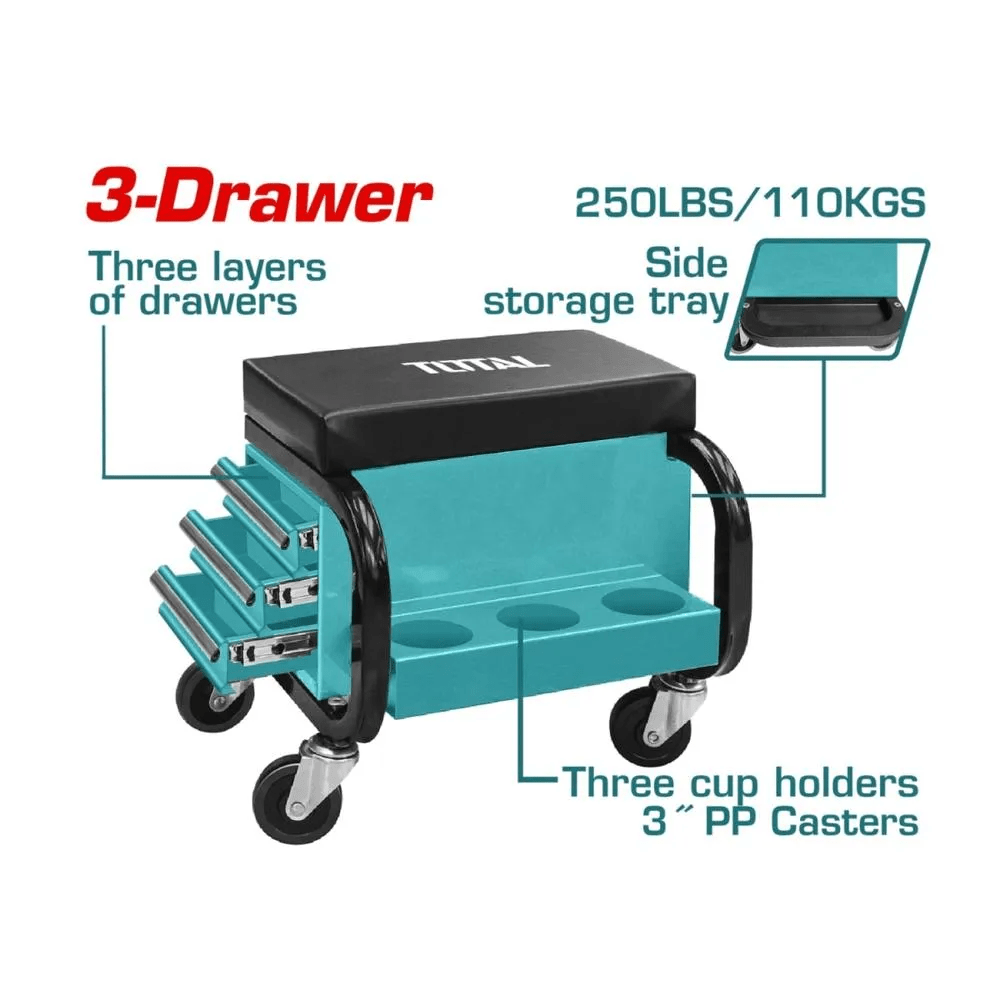 Asiento para mecanico con 3 cajones Total - THCS1032