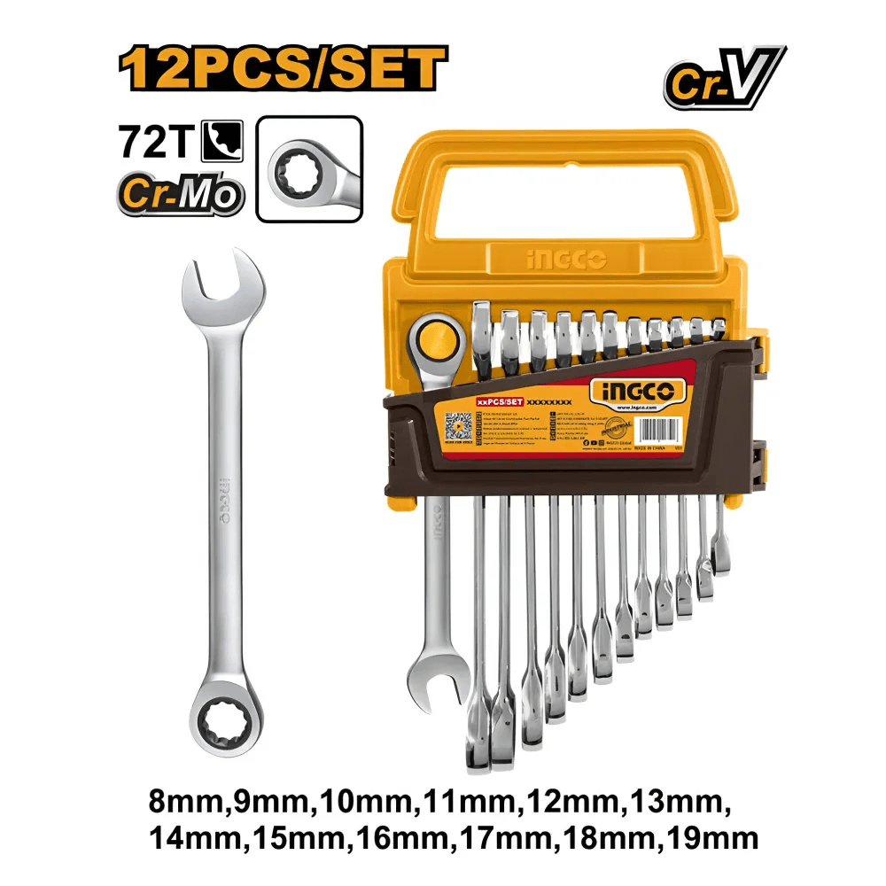 Set 12 Pzs LLave Mixta 8-19mm Ingco - HKSPAR11221