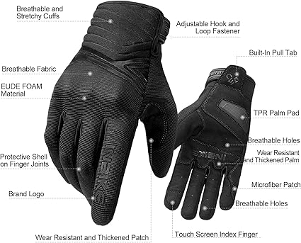 Guantes para Motocicleta de Malla Transpirable con Goma Termoelastrica de Proteccion -  X002I4IUZJ2