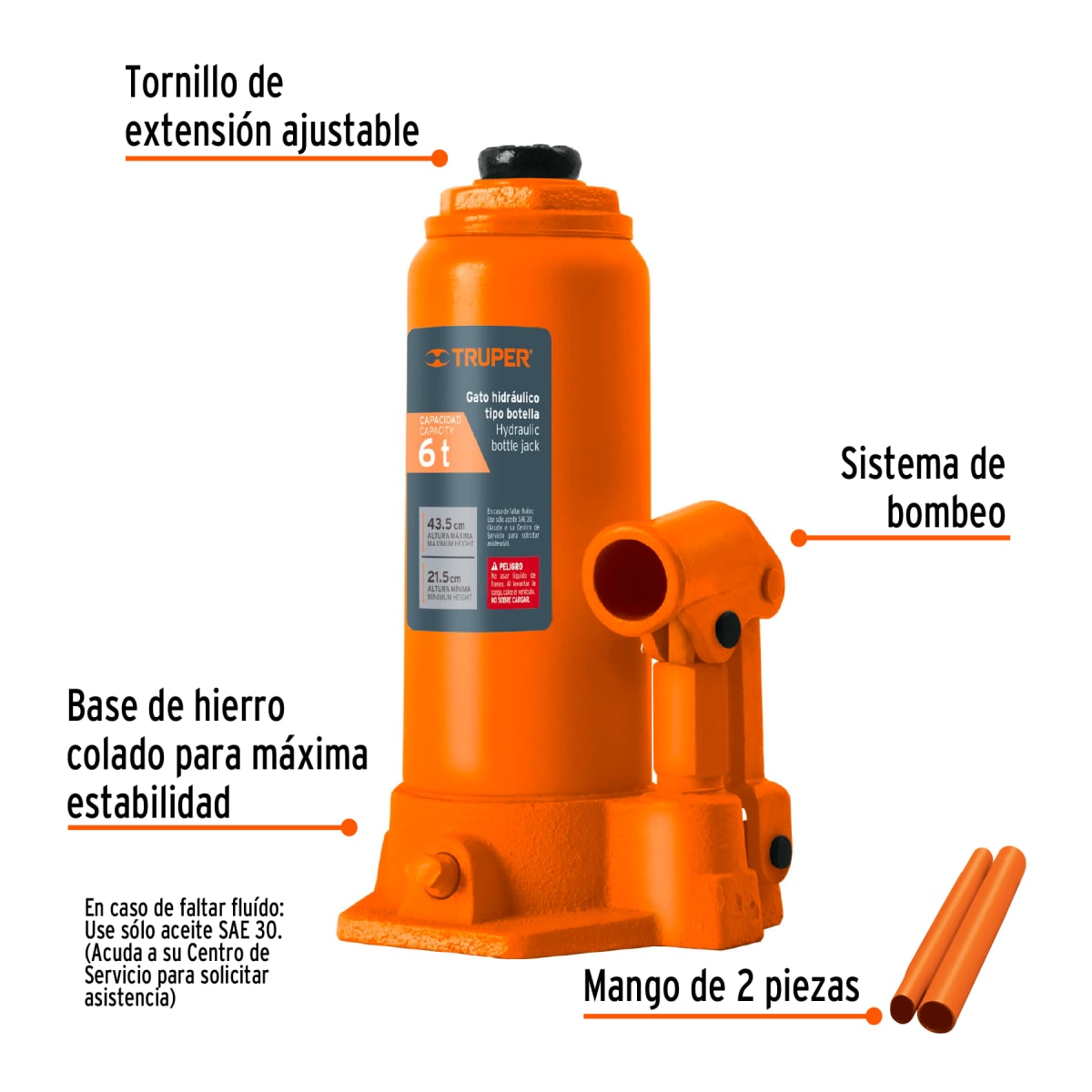 Gata hidráulica de botella de 6 Ton, Truper3