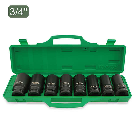 JUEGO DE DADOS DE IMPACTO LARGO 8PZS DE 3/4