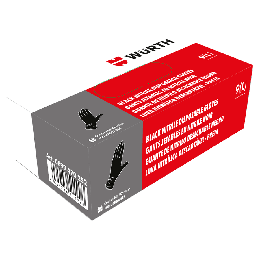 GUANTE NITRILO DESECHABLE NEGRO 100 UND WURTH / 0899470252 3