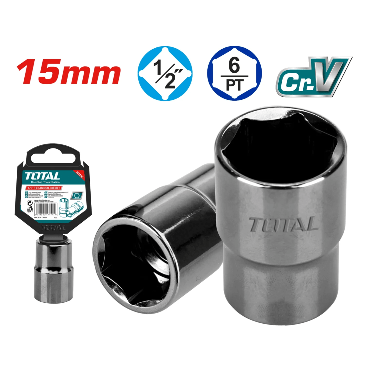 DADO HEXAGONAL 1/2 X 15MM TOTAL TOOLS1