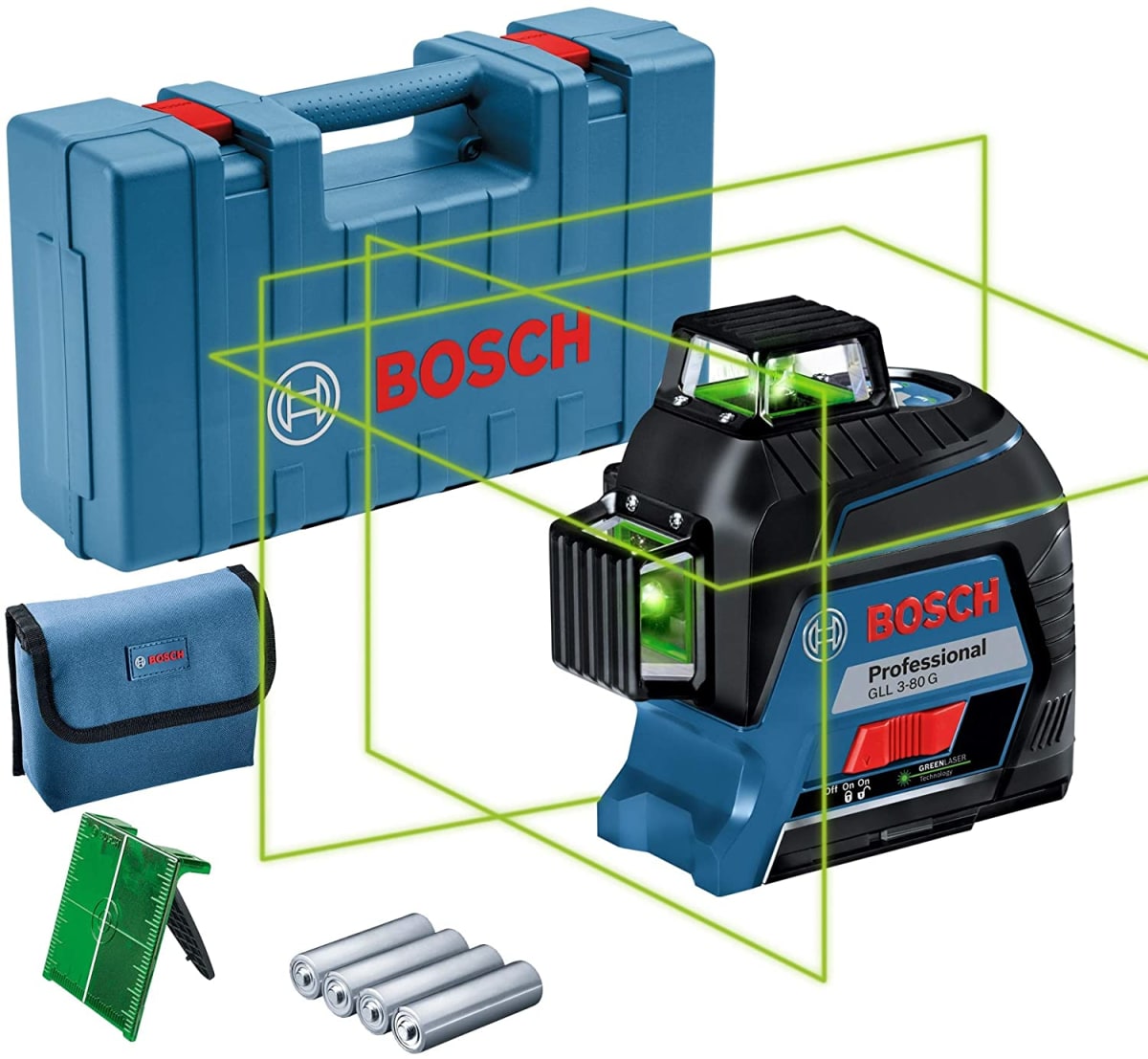 NIVEL LÁSER DE LÍNEAS VERDES 30 M 360° BOSCH GLL 3-80 G4