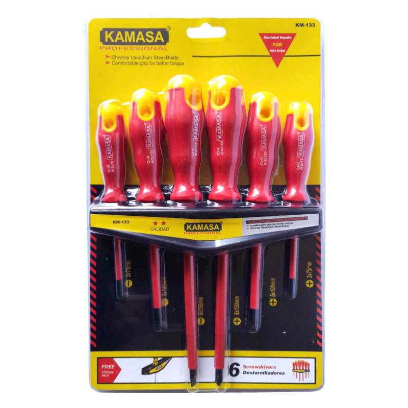 JUEGO DESTORNILLADORES 1000V 6PCS KAMASA KM1331