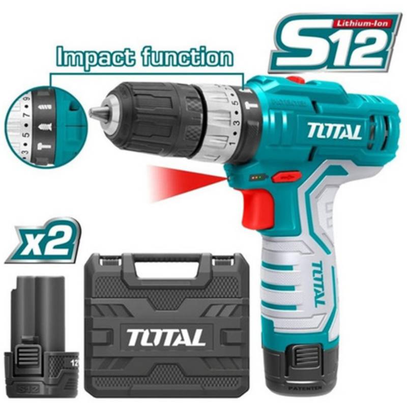TALADRO PERCUTOR ATORNILLADOR 12V 1/2'' INALÁMBRICO - TIDLI12321