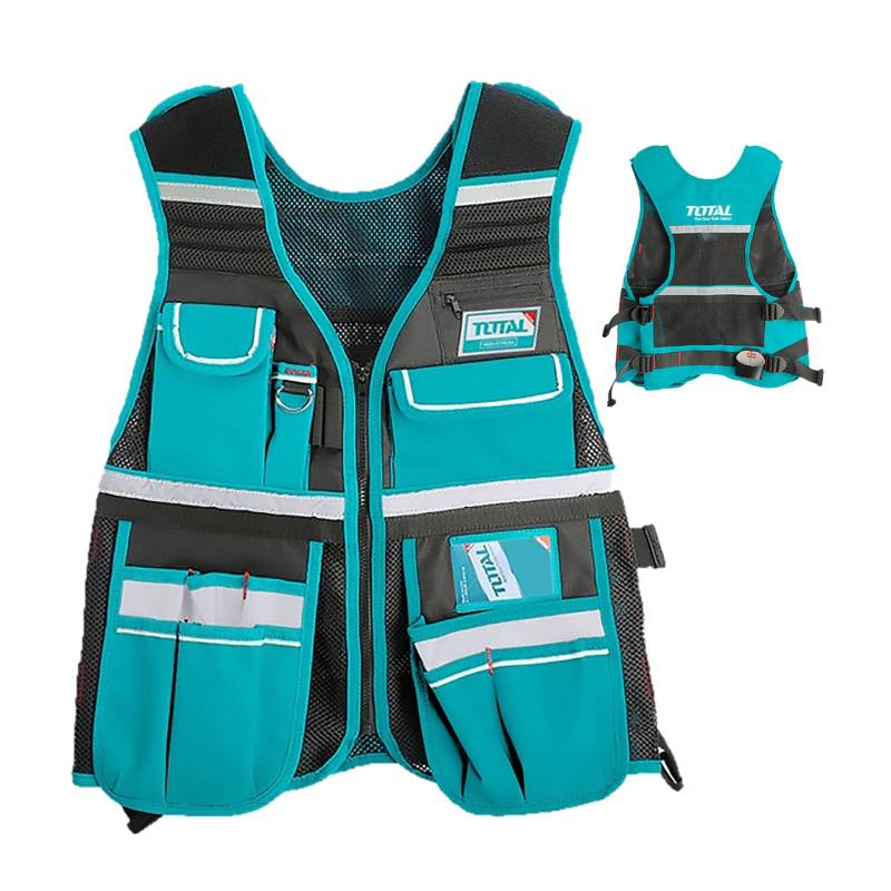 CHALECO PORTA HERRAMIENTA AUTOAJUSTABLE 11 BOLSILLOS TOTAL - TTVT16011