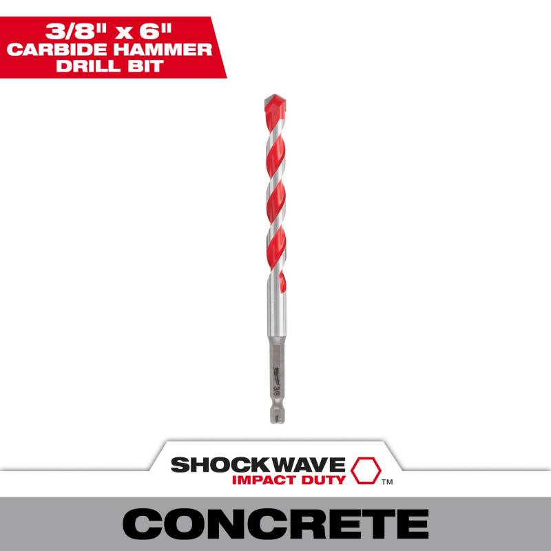 BROCA CARBURADA 3/8 X 6 PARA CONCRETO 48-20-9021 MILWAUKEE1