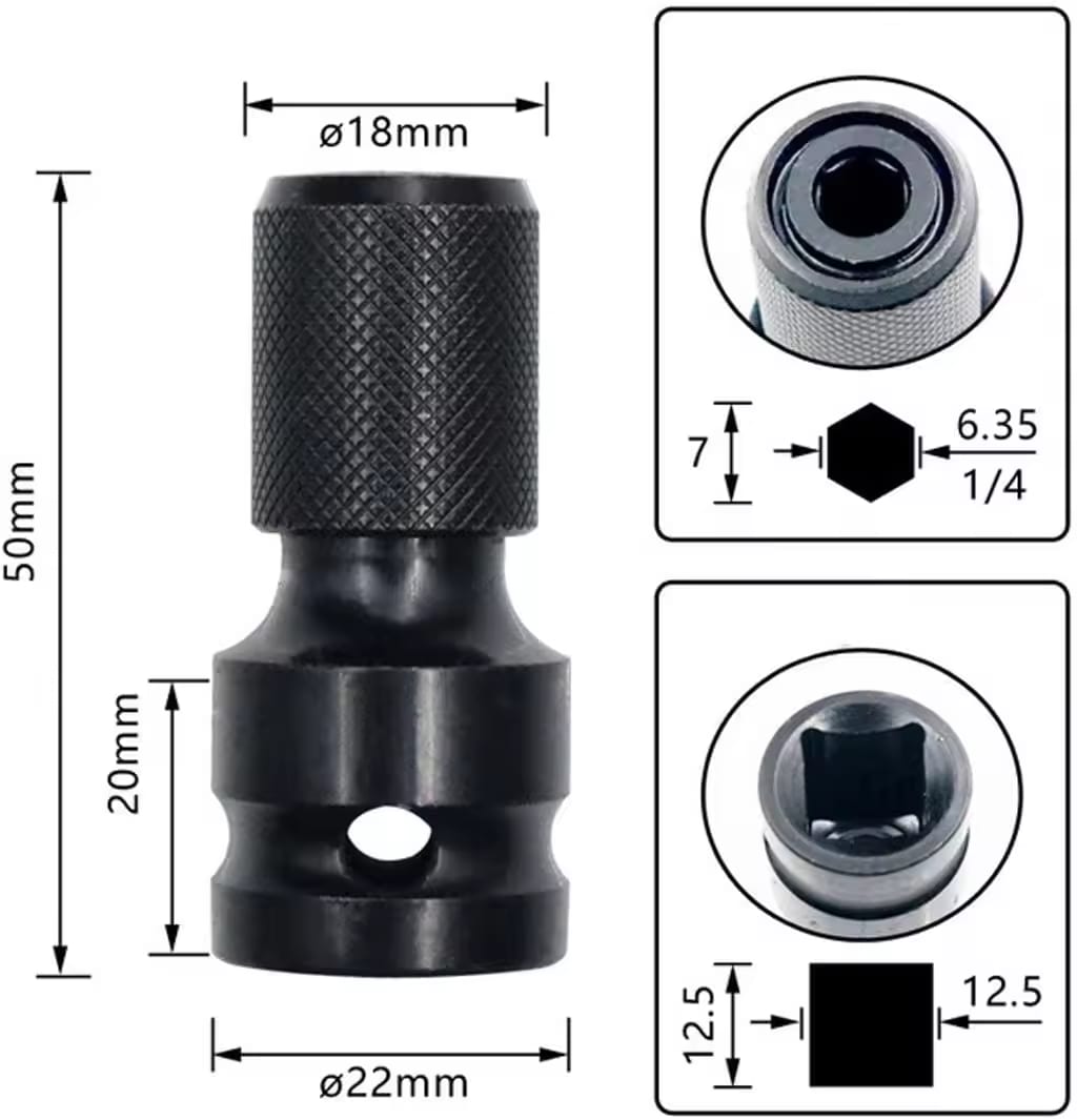 Adaptador de llave de impacto de 1/2