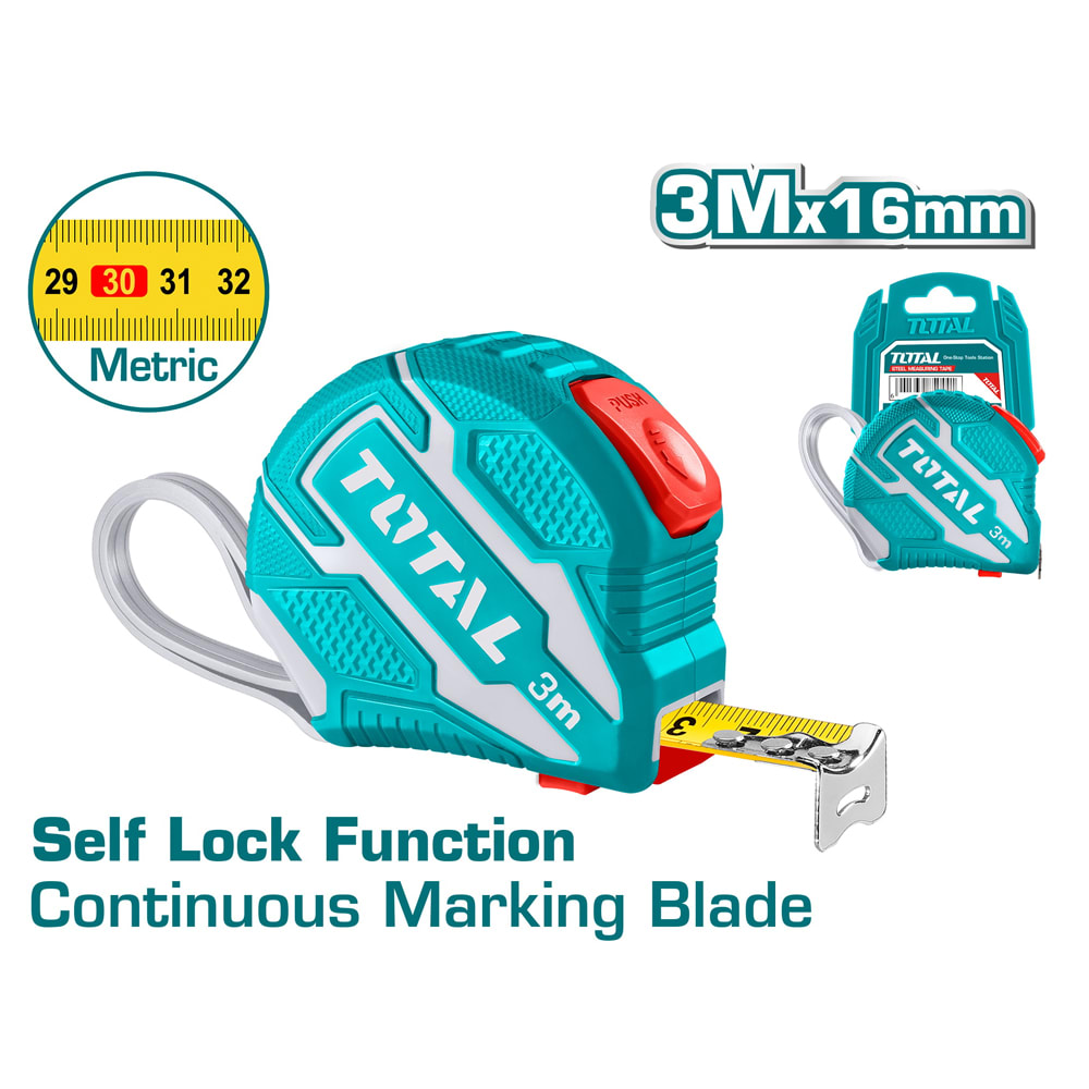 CINTA METRICA DE ACERO DE 3 M X 16 MM. METROS/PULGADAS. CON DOBLE BOTON DE AUTOBLOQUEO.2
