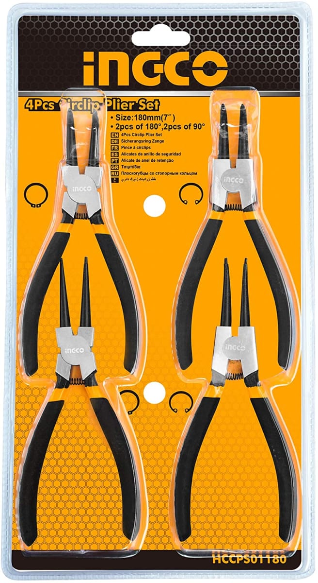 JUEGO DE ALICATES SACA SEGURO SIRCLIP INGCO 4PCS HCCPS011801