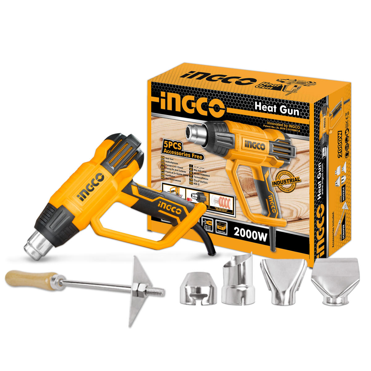 PISTOLA DE CALOR 2000 W. VELOCIDAD VARIABLE INGCO HG2000281