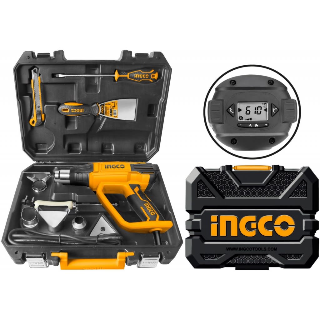 PISTOLA DE CALOR DIGITAL 2000 W. 3 NIVELES DE TEMPERATURA HG200028-1 INGCO3