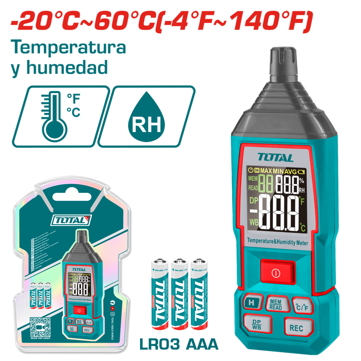 HIGROMETRO DIGITAL -20C A 60C HUM: 0-100% /TETHT0311