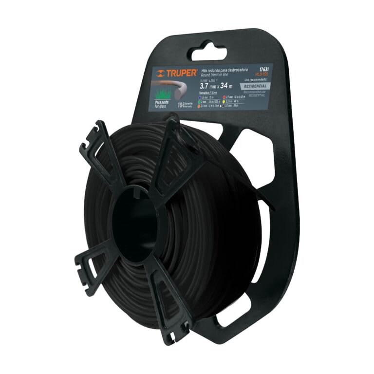 Rollo de hilo para desbrozadora, 3.7 mm x 34 m, Truper HLB-155 176311
