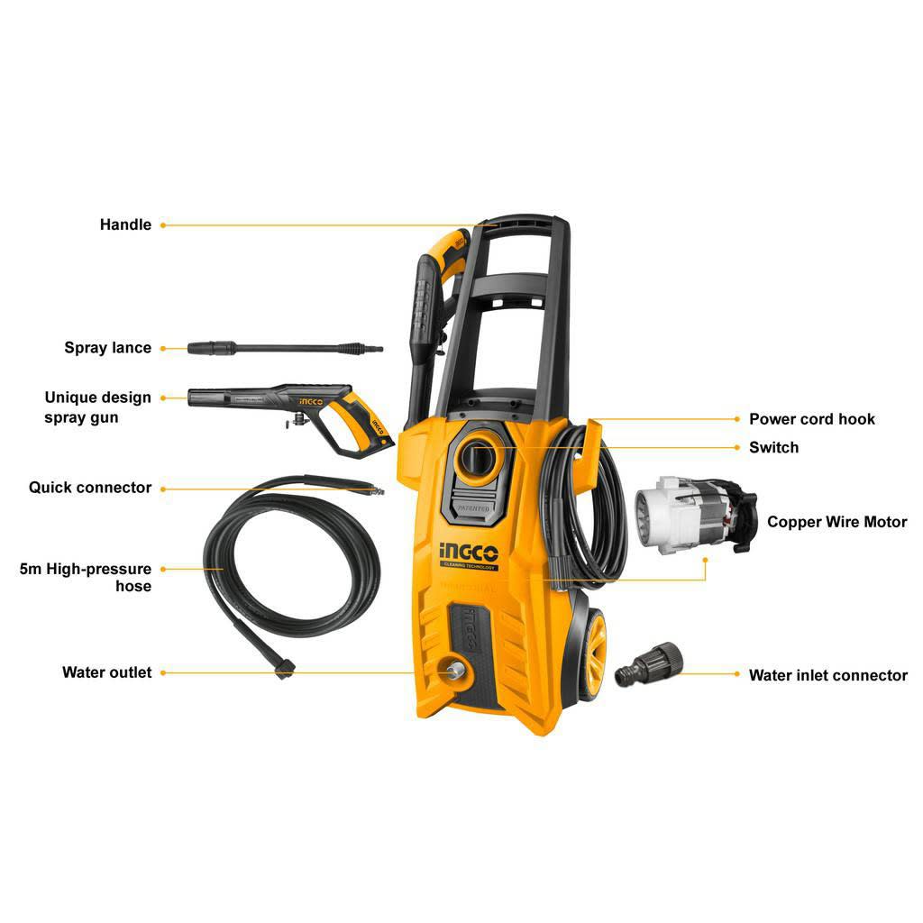 HIDROLAVADORA DE ALTA PRESIÓN 1800 W. INGCO HPWR180084