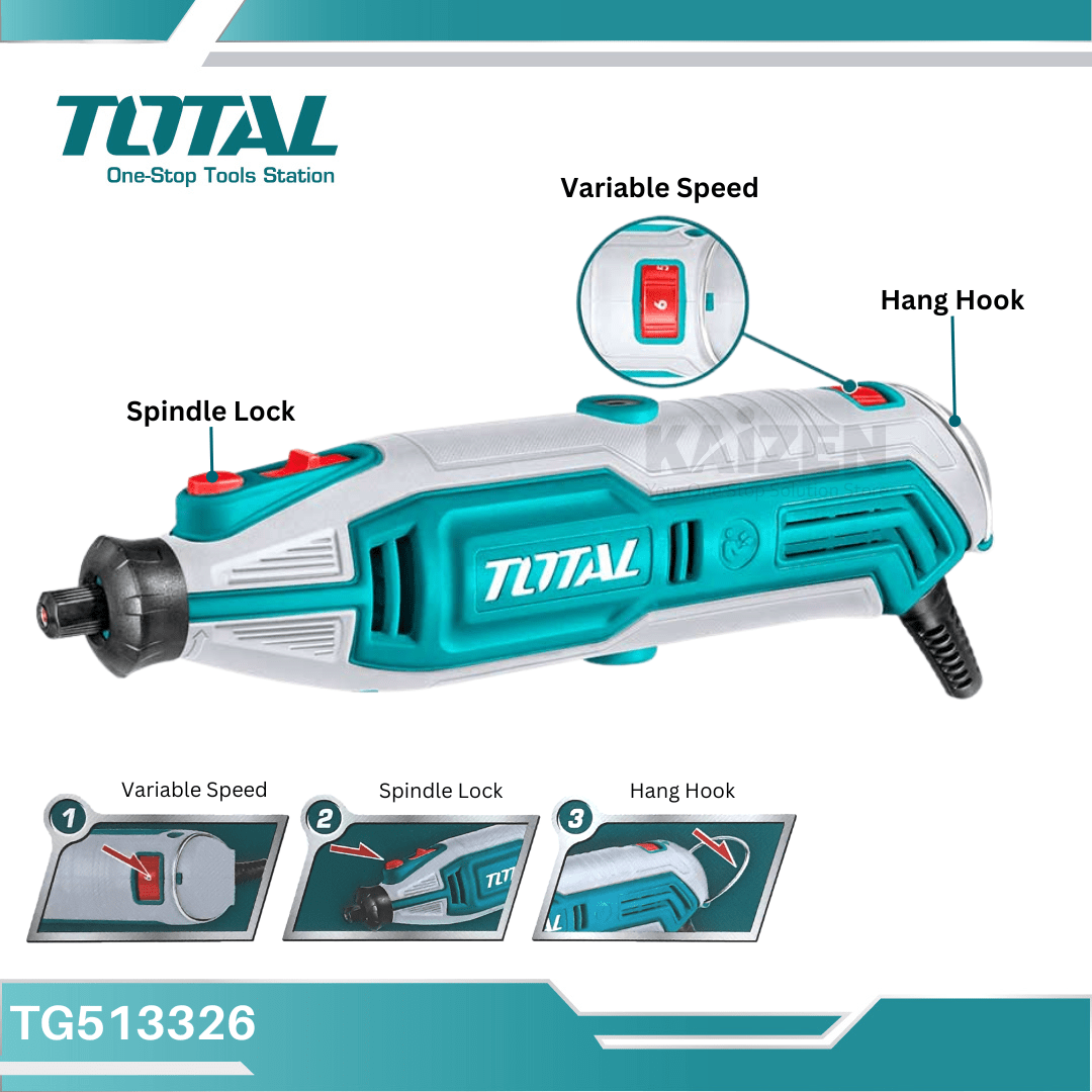 MINI ESMERIL ELECTRICO 130W + 109 ACCESORIOS TOTAL TG5133263