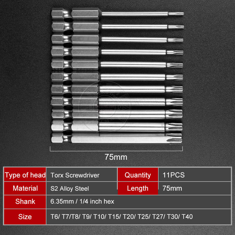 JGO DE PUNTAS TORXS CR-V S2 DE 75MM 11PCS BROPPE3