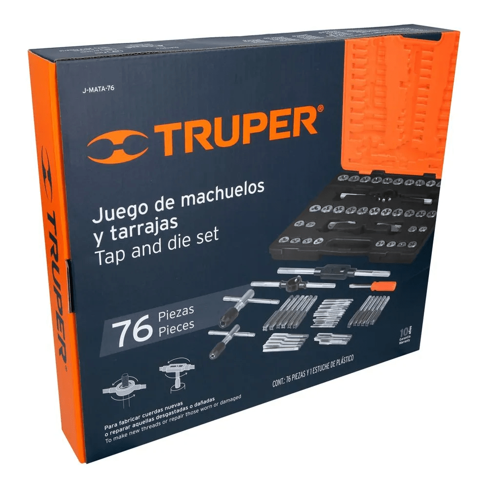 JUEGO DE 76 PIEZAS DE MACHUELOS Y TARRAJAS, TRUPER 124431