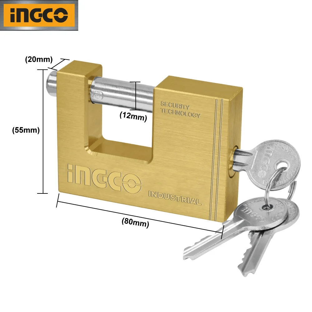 CANDADO JUMBO ANTIPALANCA 80MM BRONCE 3 LLAVES INGCO / DBBPL08021