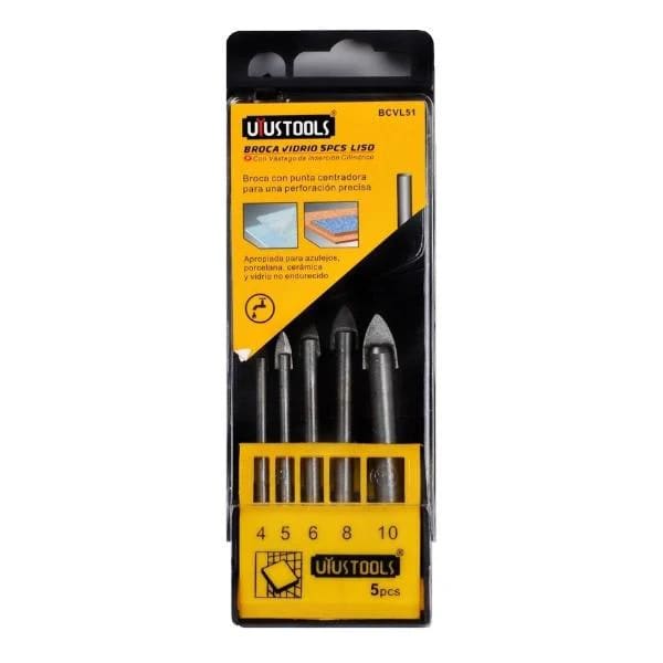 JUEGO BROCA MAYOLICA VIDRIO 5pcs  UYUSTOOLS / BCVL511