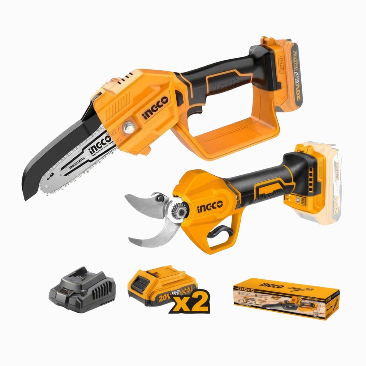 SUPER COMBO SIERRA PODADORA INALAMBRICA + CIZALLA RECTA 20V P20S INGCO1