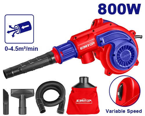 SOPLADORA ASPIRADORA 800W CON ACCESORIOS EMTOP EABR80031