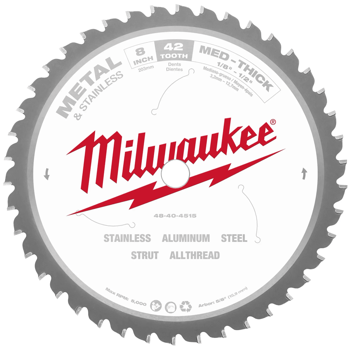 DISCO DE SIERRA PARA CORTE DE METAL DE 8 PULGADAS 42 DIENTES MILWAUKEE / 48-40-45151