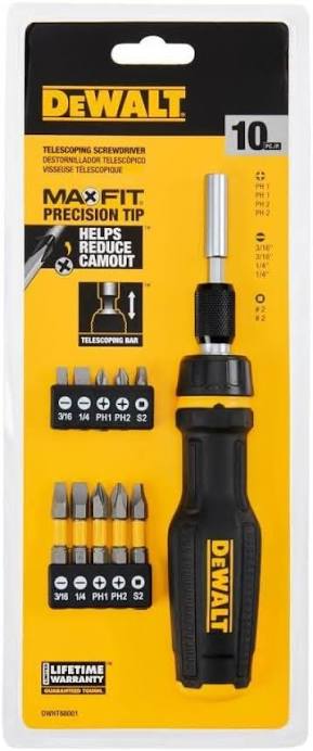 DESTORNILLADOR TELESCÓPICO CON TRINQUETE MAXFIT 10 PIEZAS DEWALT / DWHT680011