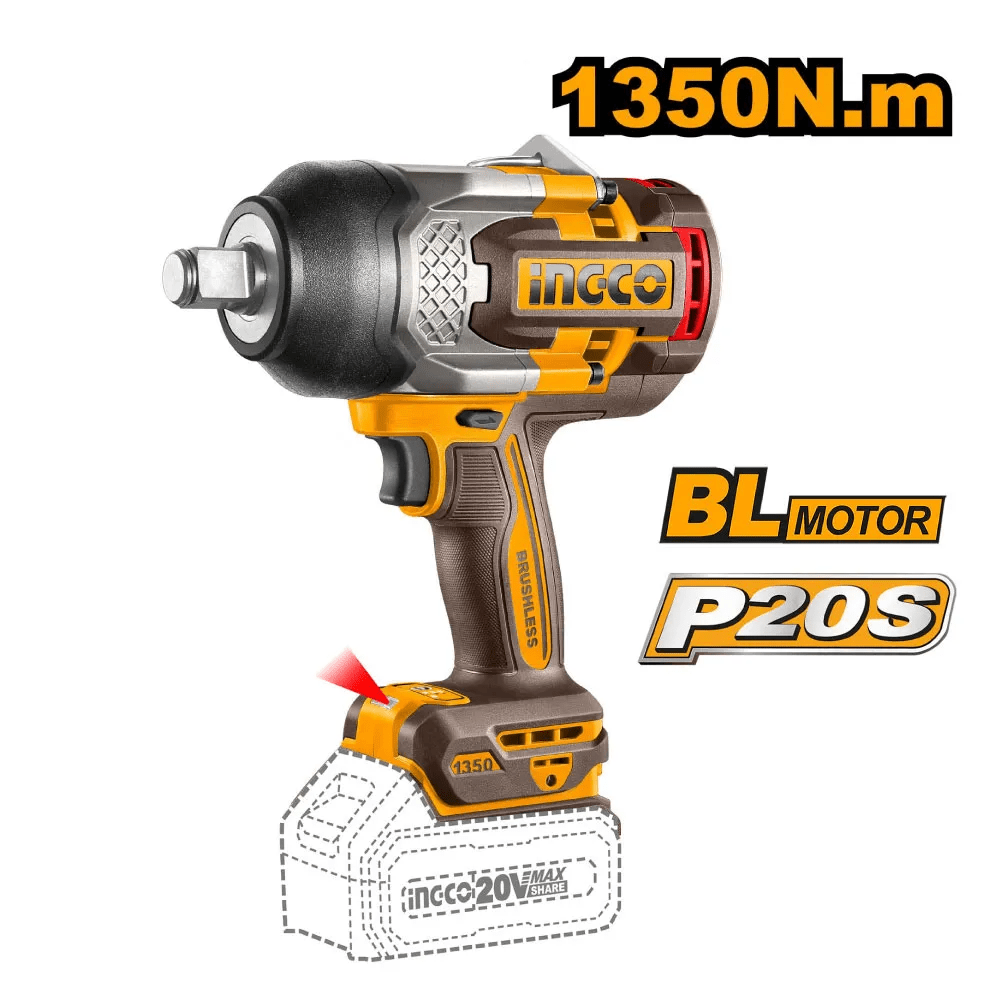 Llave de Impacto Brushless Ingco 20V 1350NM 3/4
