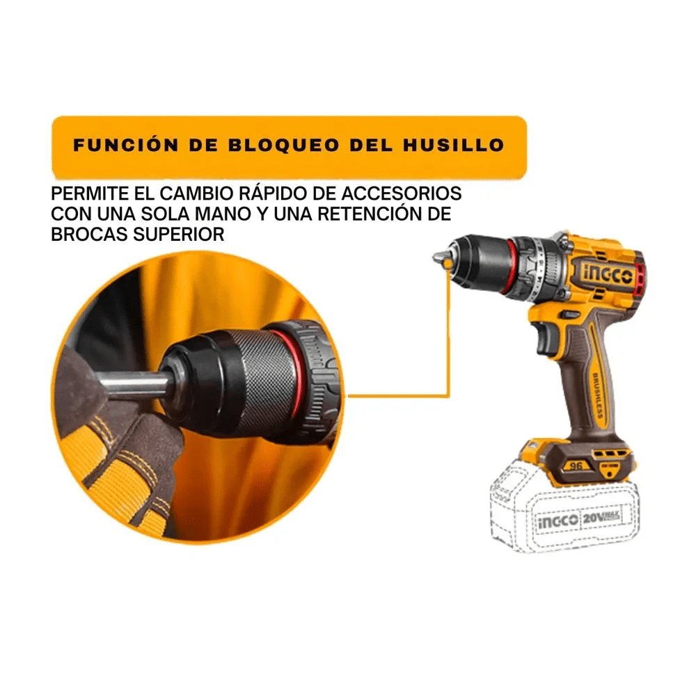 Taladro Percutor 96nm + 2 Baterías 4ah + Cargador Ingco CIDLI209681