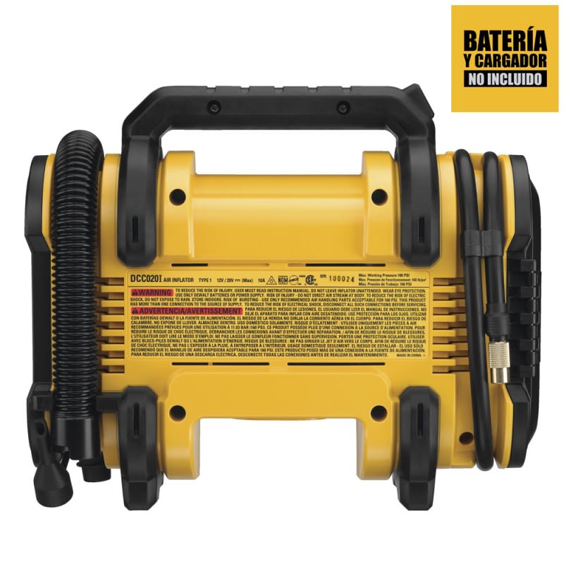 INFLADOR DE AIRE 20 V 3-160 PSI BARETOOL (SIN BATERIAS /SIN CARGADOR) DEWALT DCC020IB4