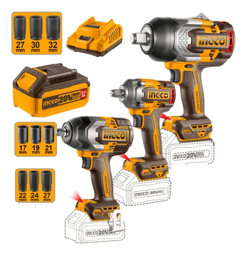 Combo 3 Llaves de Impacto 1350NM + 850NM + 400NM + 2 Baterías 5AH + Cargador1