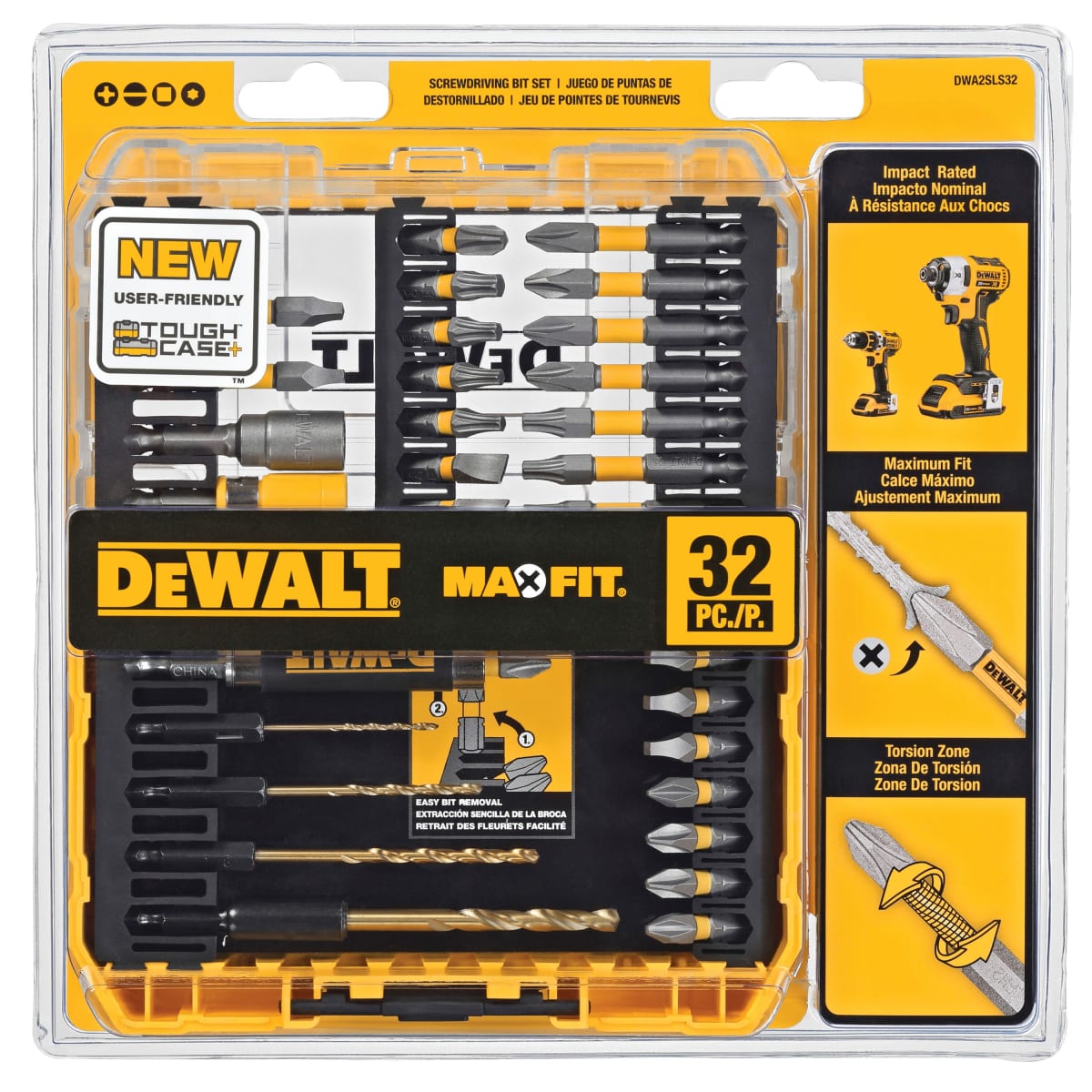 KIT DE 32 PIEZAS PUNTAS Y BROCAS P/DESTORNILLADOR DEWALT DWA2SLS321