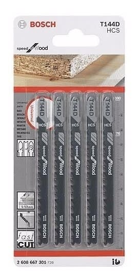 Hoja Caladora T144D x5 Unidades - HCS - Recto/Grueso- Esp. Rápido p/ Madera 