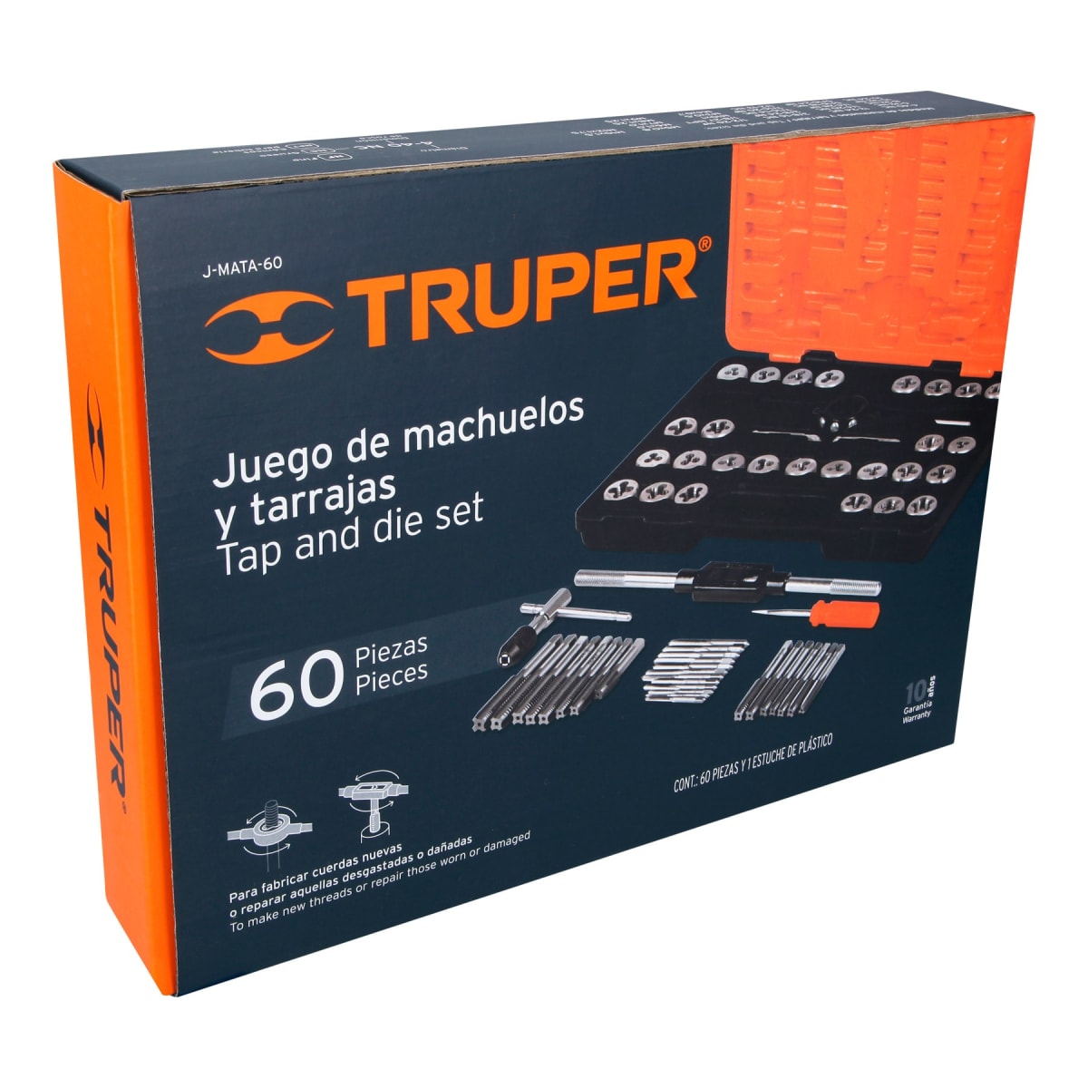 JUEGO DE 60 PIEZAS DE MACHOS Y TARRAJAS, TRUPER1