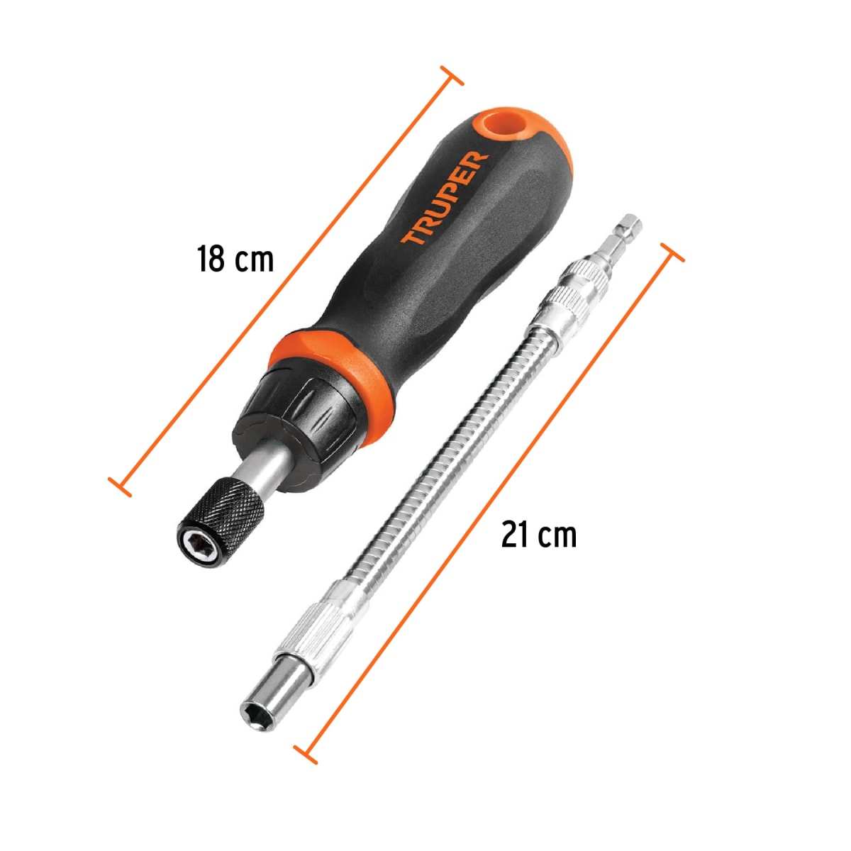 Desarmador tipo ratchet con 42 puntas, 14 dados y extensión Truper5
