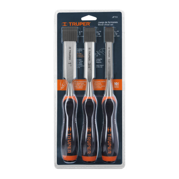 Juego de 3 formones mango Comfort Grip, Truper JFT-3 177591