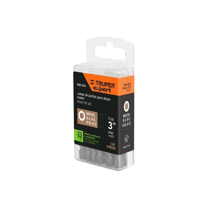 Juegos de 4 puntas Bristol combinadas M6 M8 M10 M12 x75mm, Truper 127151