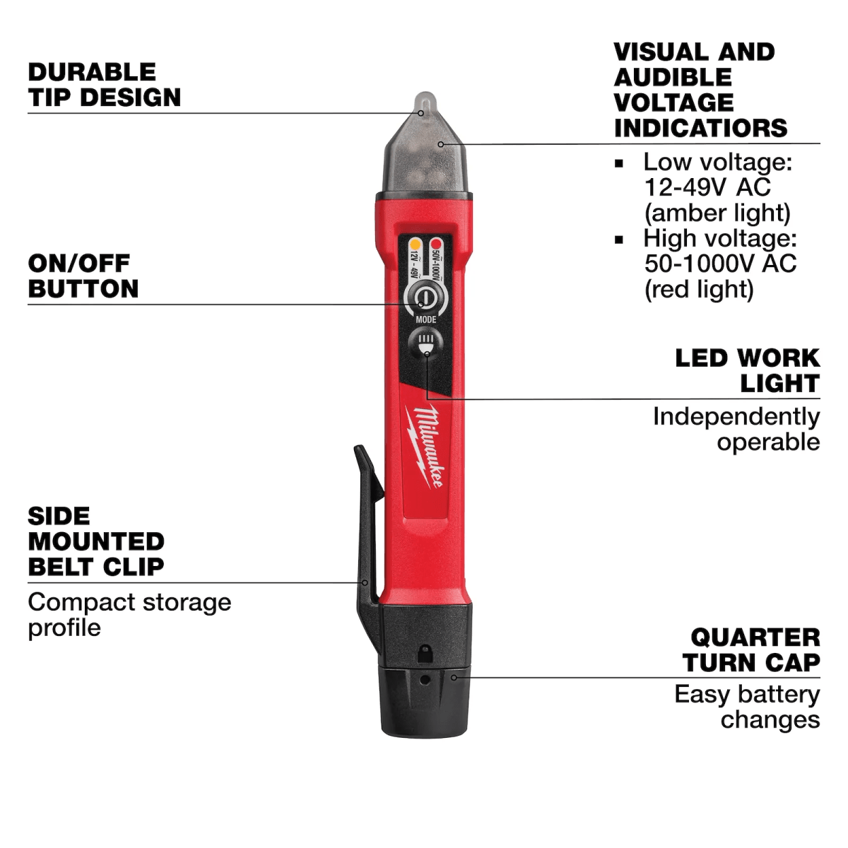 Detector de voltaje de doble rango con LED MILWAUKEE / 3203-202
