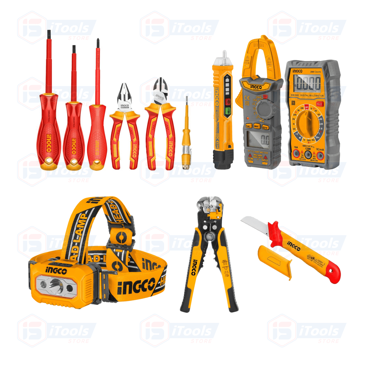 SUPER KIT ELECTRICISTA DE 12 INSTRUMENTOS DE PRUEBA ELECTRICA INGCO1