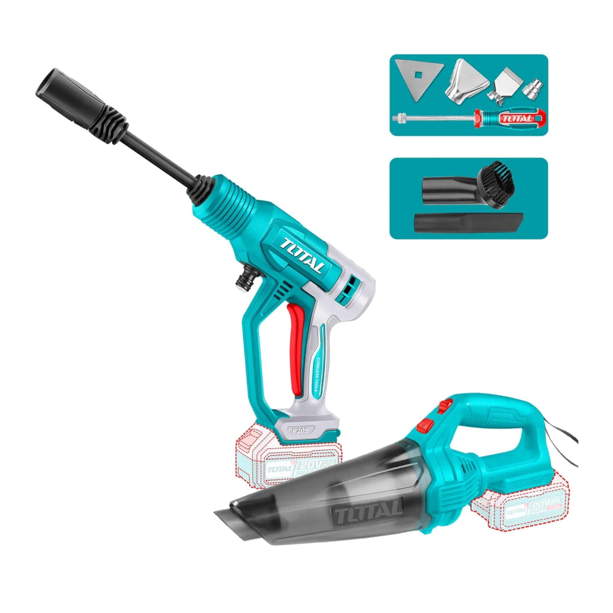 KIT LLAVE IMPACTO 500NM, PISTOLA DE CALOR 300-550C°, HIDROLAVADORA Y ASPIRADORA  /TOSLI2502082