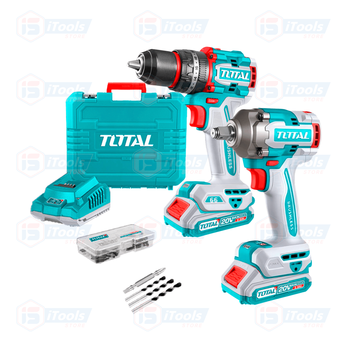 TALADRO ATORNILLADOR C/ PERCUTOR 66NM + LLAVE DE IMPACTO 400NM 20V TOTAL / TIDLI20221